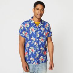 TROPICAL FLORAL PRINT SHORT-SLEEVE SHIRT,Limoges,large