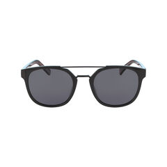Round Sunglasses with Brow Bar,Black,large