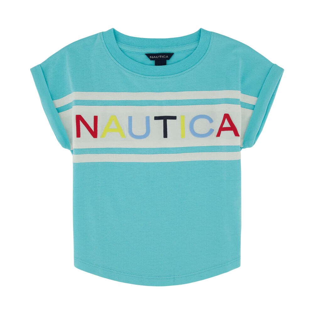 Little Girls' Puff Logo T-Shirt (4-6X),Peacoat,large