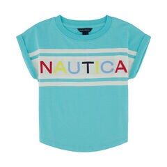 Little Girls' Puff Logo T-Shirt (4-6X),Peacoat,large
