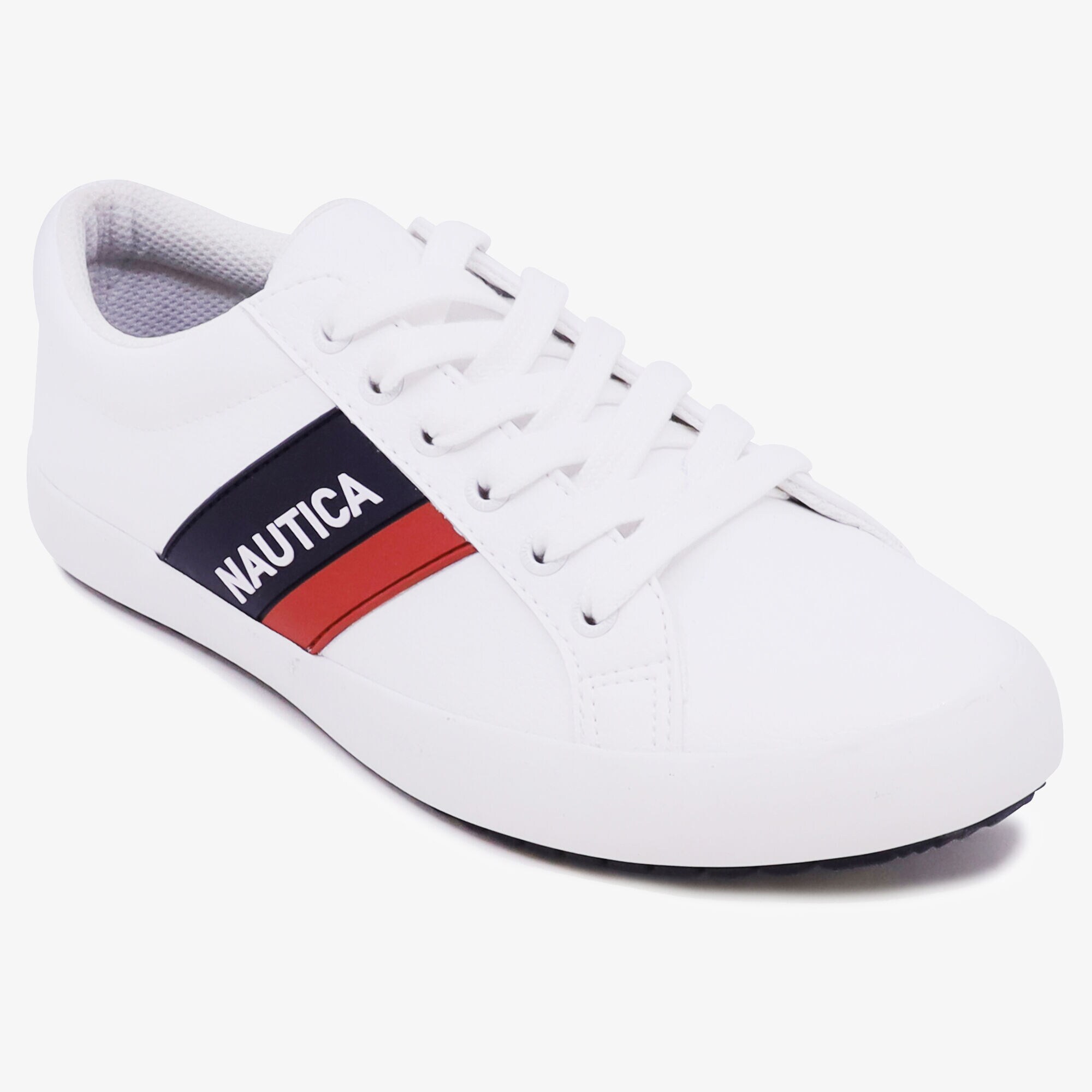 STRIPED LOGO SNEAKER,Antique White Wash,large