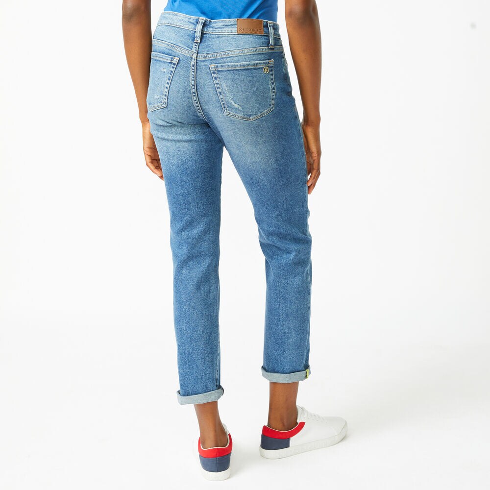 NAUTICA JEANS CO. MID-RISE STRAIGHT DISTRESSED DENIM,Estate Blue,large
