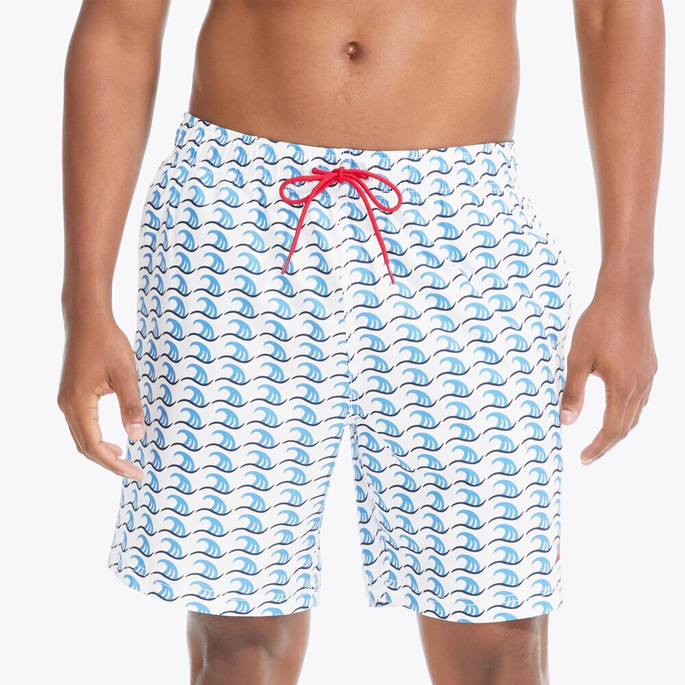 8" NAVTECH SUSTAINABLY CRAFTED WAVE ICON PRINT SWIM,Bright White,large