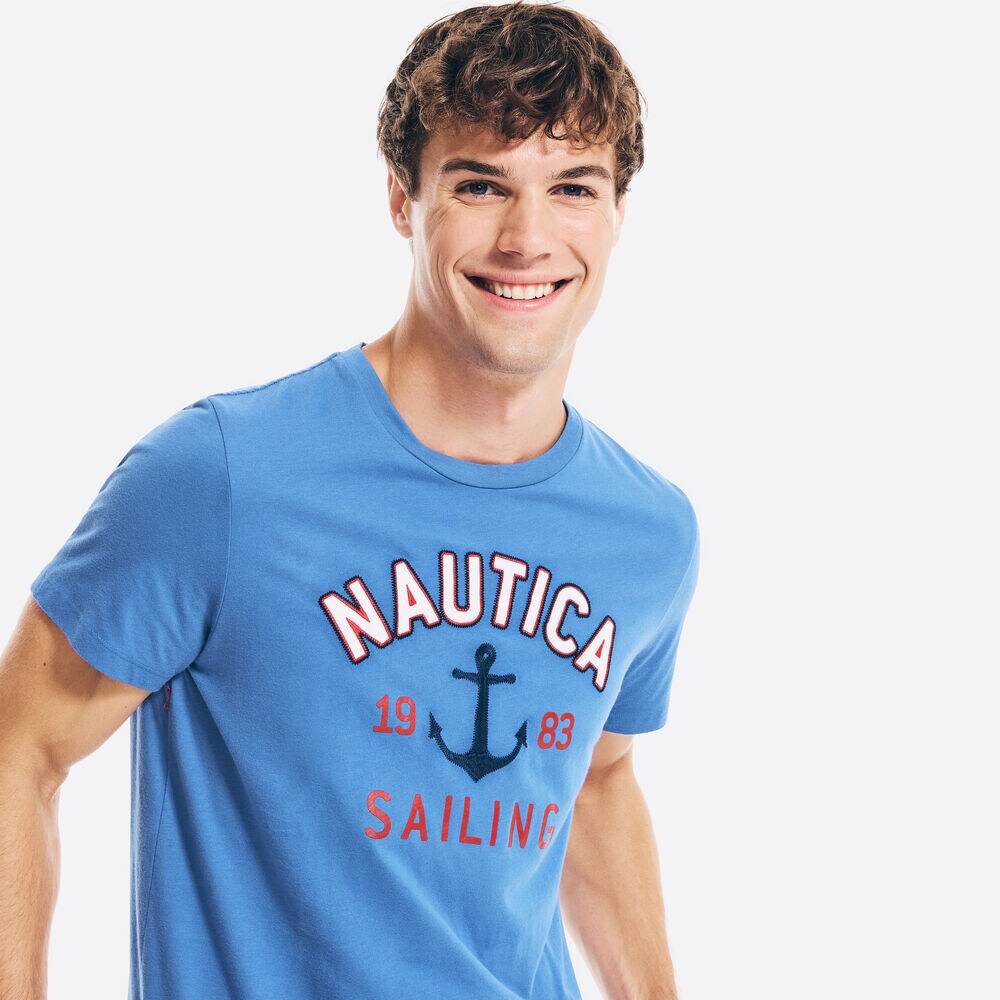 SAILING ANCHOR GRAPHIC T-SHIRT,Cobalt Wave,large