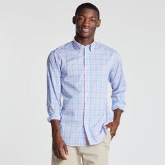 Classic Fit Non-Iron Shirt in Micro Plaid,Indian Summer,large