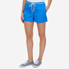 Solid Shorts with Rope Belt - 4" Inseam,Naval Blue,large