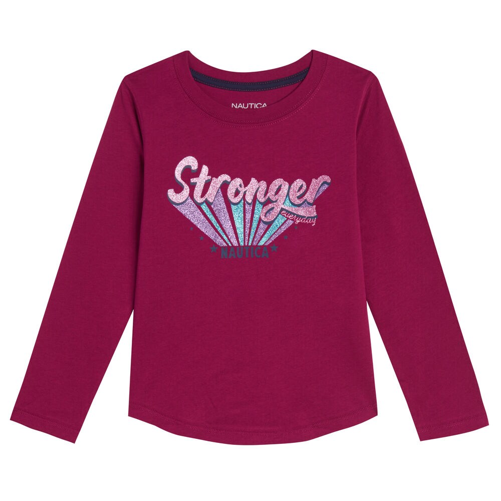 LITTLE GIRLS' STRONGER THAN EVER LONG-SLEEVE T-SHIRT (4-7),Dusty Pink,large