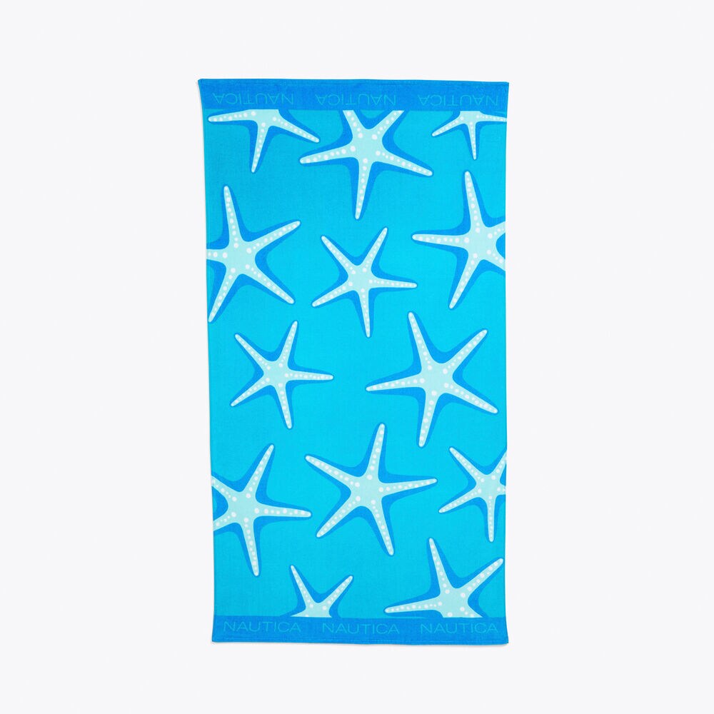 STARFISH PRINT BEACH TOWEL,Azure Blue,large