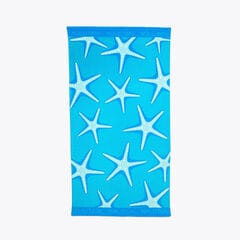 STARFISH PRINT BEACH TOWEL,Azure Blue,large
