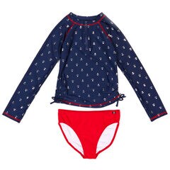 Girls' Anchor Motif Two-Piece Swimsuit (7-16),Navy,large