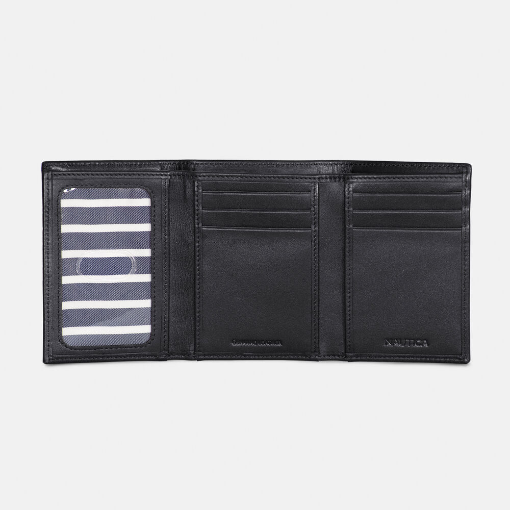 LEATHER TRIFOLD WALLET ,True Black,large