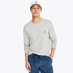 Crewneck Long-Sleeve T-Shirt,Grey Heather,large