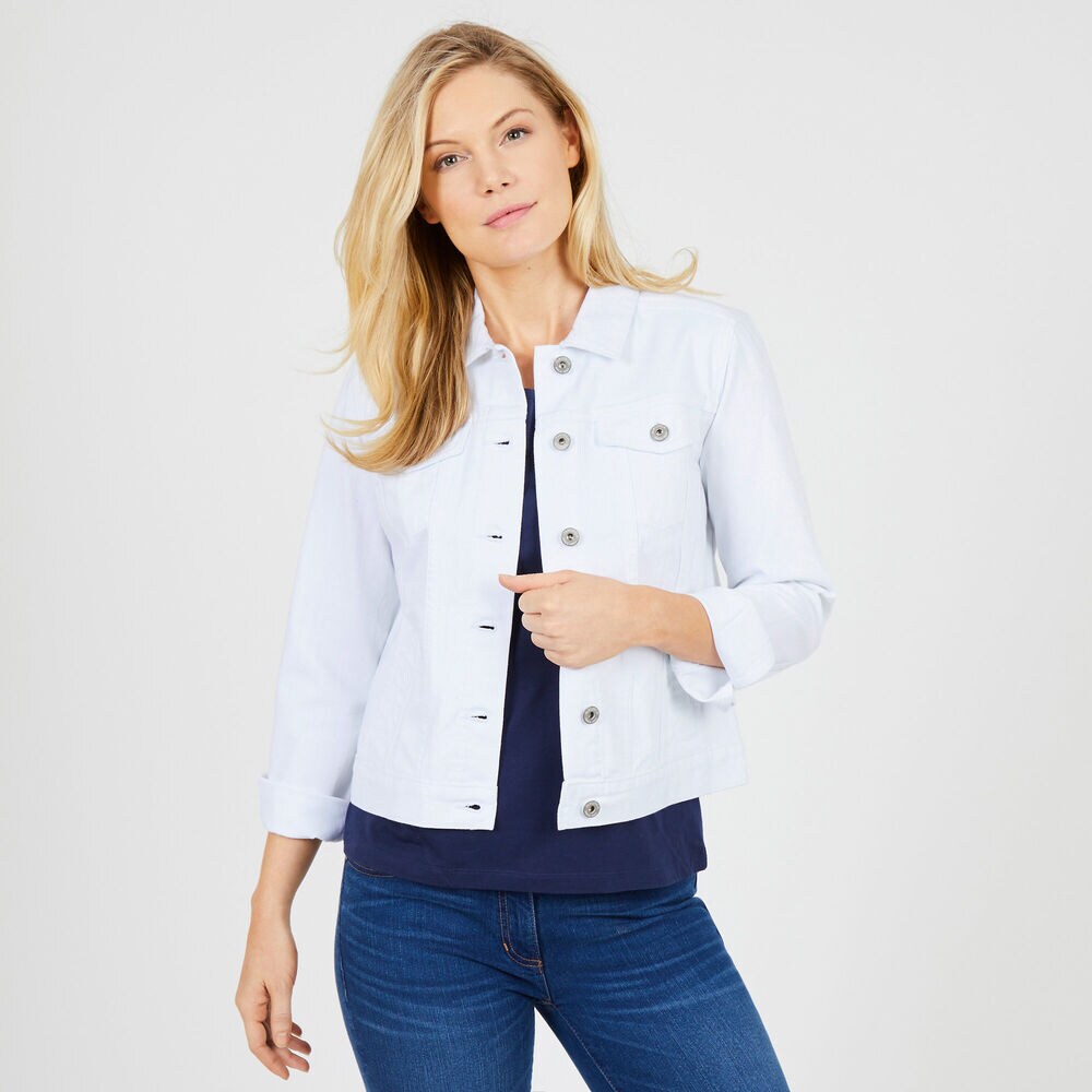 White Denim Jacket,Bright White,large