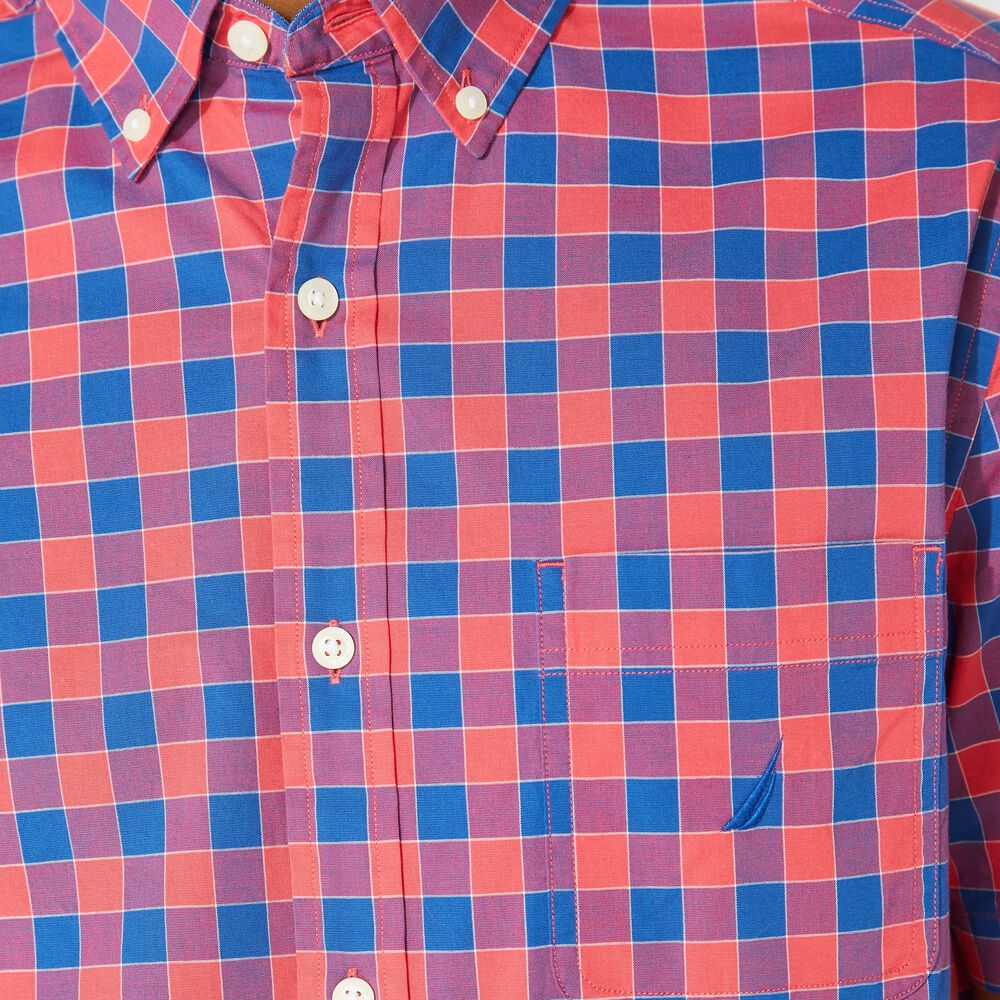 BIG & TALL PLAID SHORT-SLEEVE SHIRT,Persian Red,large