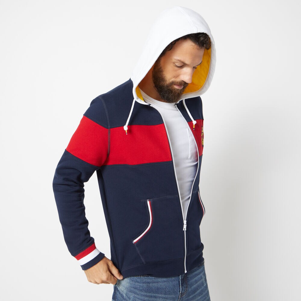 NAUTICA JEANS CO. COLORBLOCK FULL-ZIP HOODIE,Navy,large