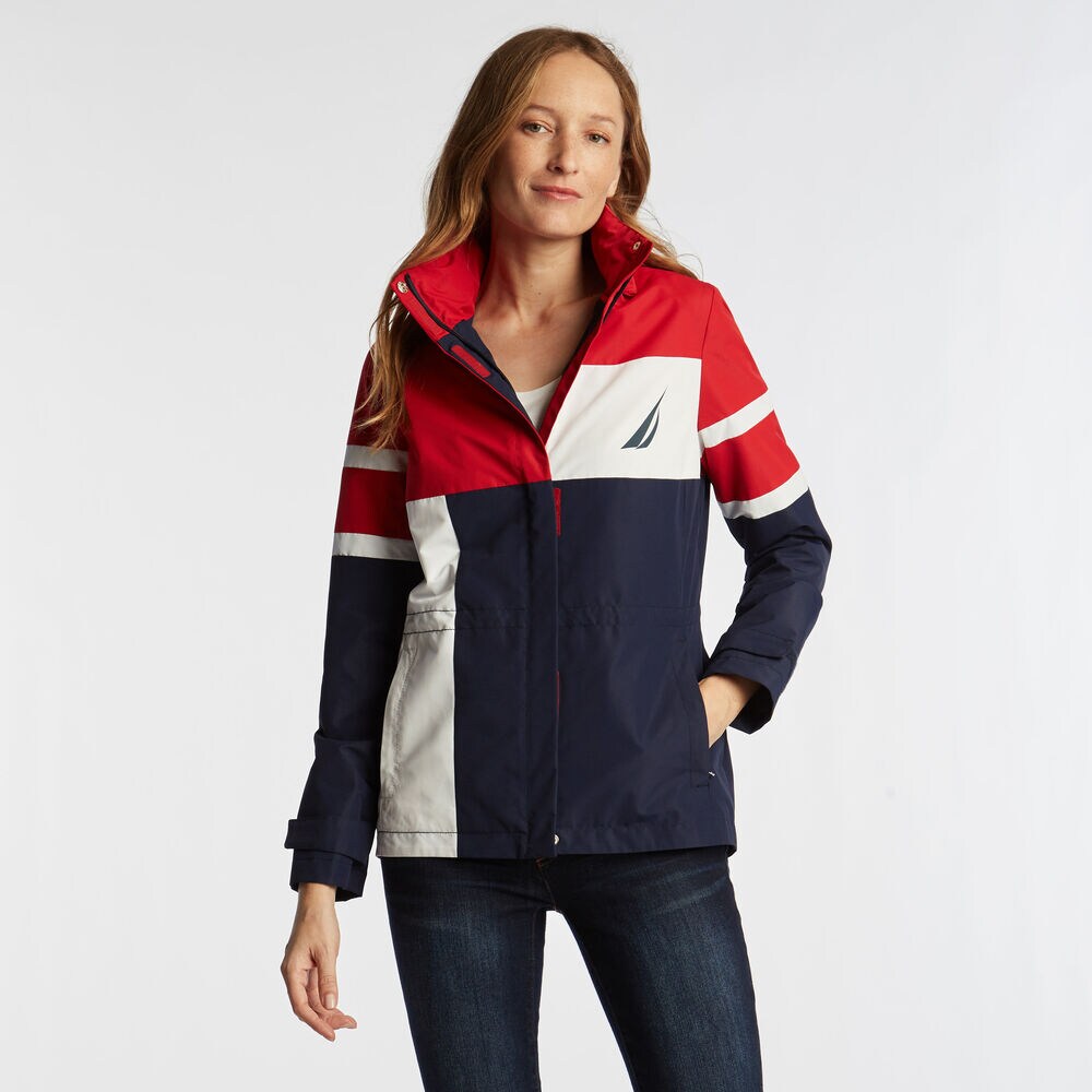 WOMEN'S COLOR BLOCK JCLASS JACKET,Stellar Blue Heather,large
