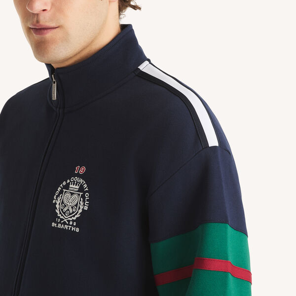 Colorblock Full-Zip Mock-Neck