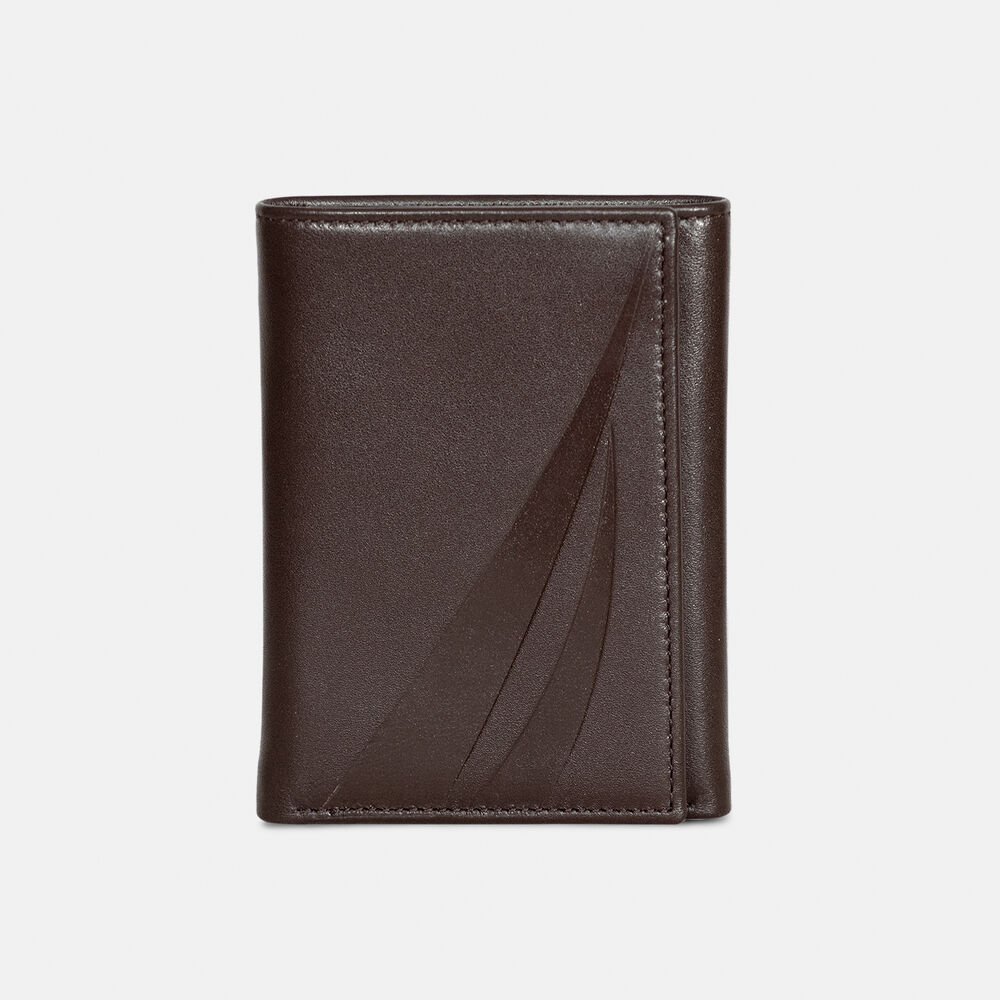LEATHER TRIFOLD WALLET,Brown Stone,large