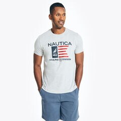 SUSTAINABLY CRAFTED USA SAILING DIVISION GRAPHIC T-SHIRT,Grey Heather,large