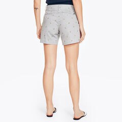 6" STRETCH-TWILL PRINTED SHORT,Bright White,large
