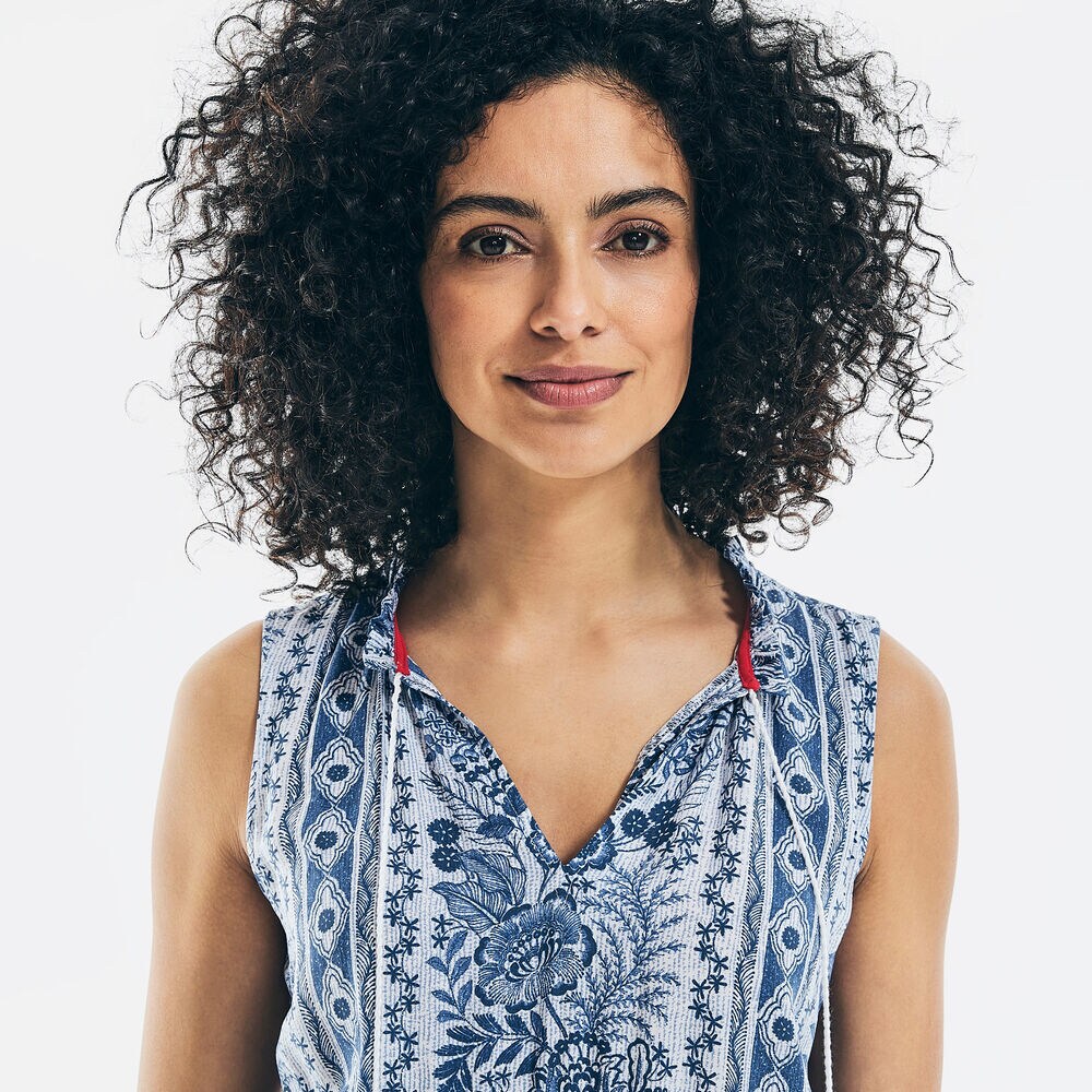 SUSTAINABLY CRAFTED FLORAL PRINT MINI DRESS,Nautica Blue,large