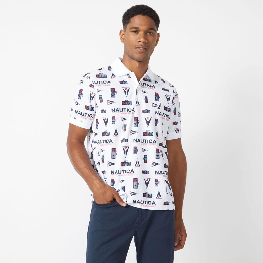 CLASSIC FIT NAVTECH PRINTED POLO,Bright White,large