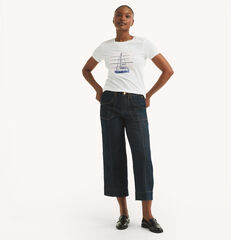 Sequin Modern Sailing Stripe Graphic T-Shirt,Bright White,large