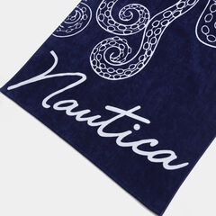 OCTOPUS PRINTED BEACH TOWEL,Navy,large