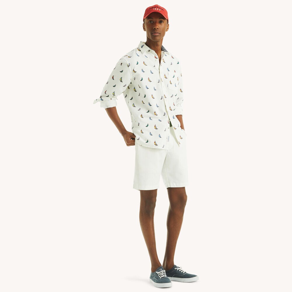 Printed Oxford Shirt,Bright White,large