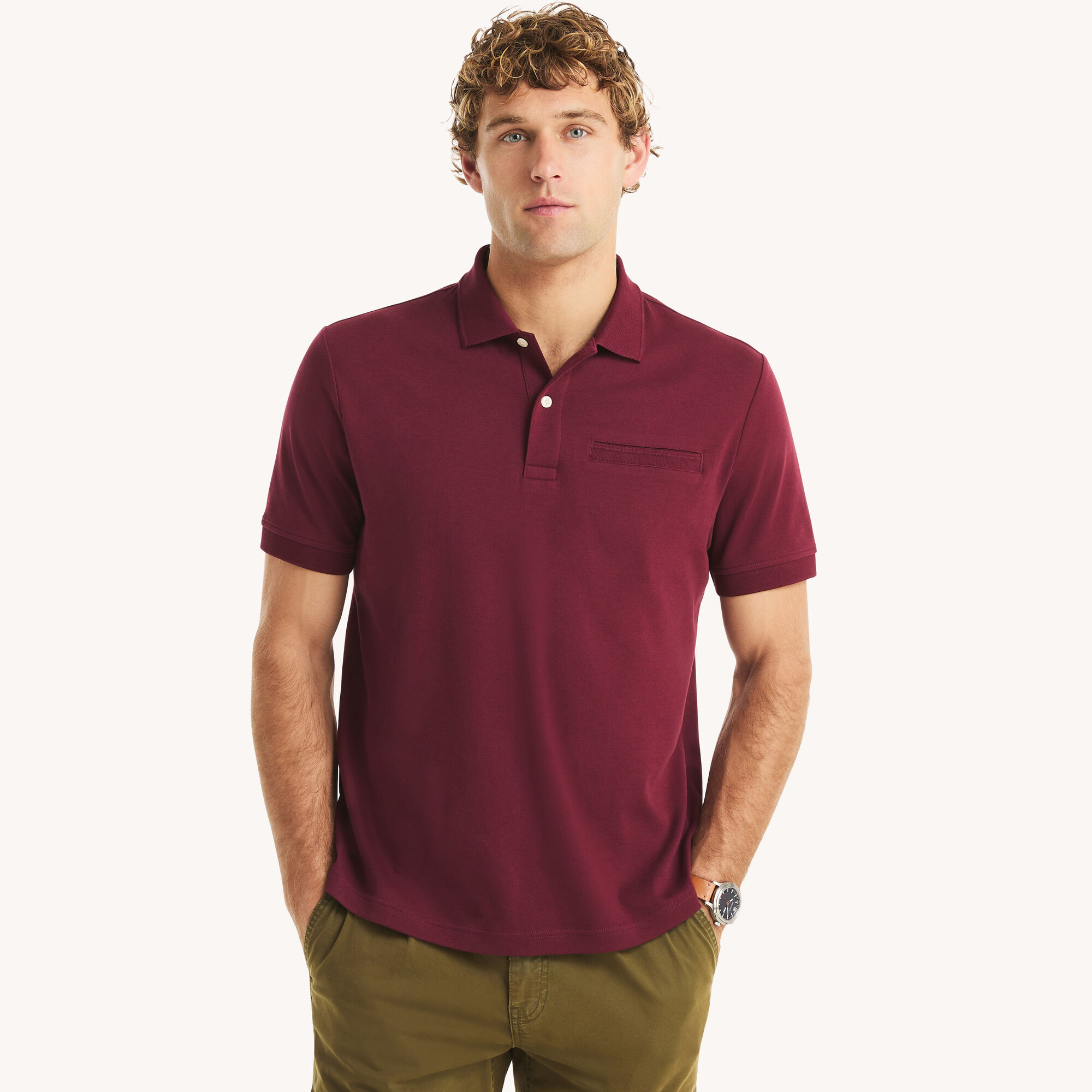 Classic Fit Interlock Polo,Zinfandel,large
