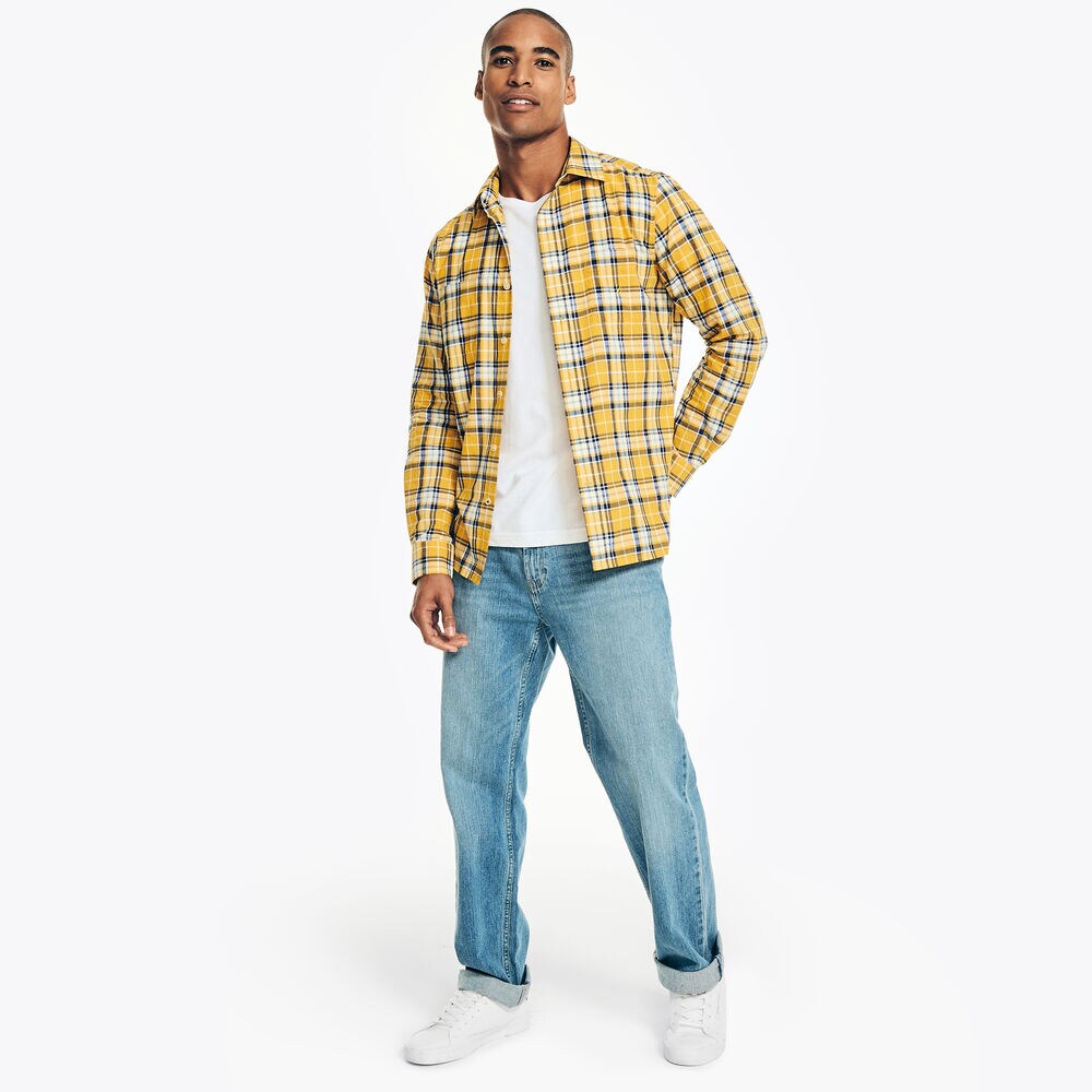 Madras Plaid Shirt,Buoy Yellow,large