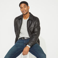 GENUINE LEATHER JACKET,Black,large