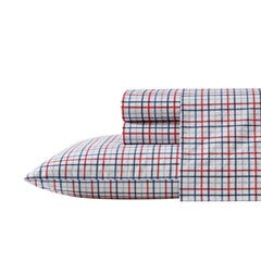Boating Tattersall Plaid Grey Queen Sheet Set,Heather,large