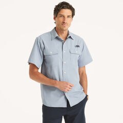 Nautica OTF UPF 50+ Short-Sleeve Shirt,Ice Blue,large