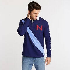 CLASSIC FIT DIAGONAL STRIPE LONG-SLEEVE POLO,J Navy,large