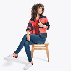 Striped Windbreaker Jacket ,Stellar Blue Heather,large