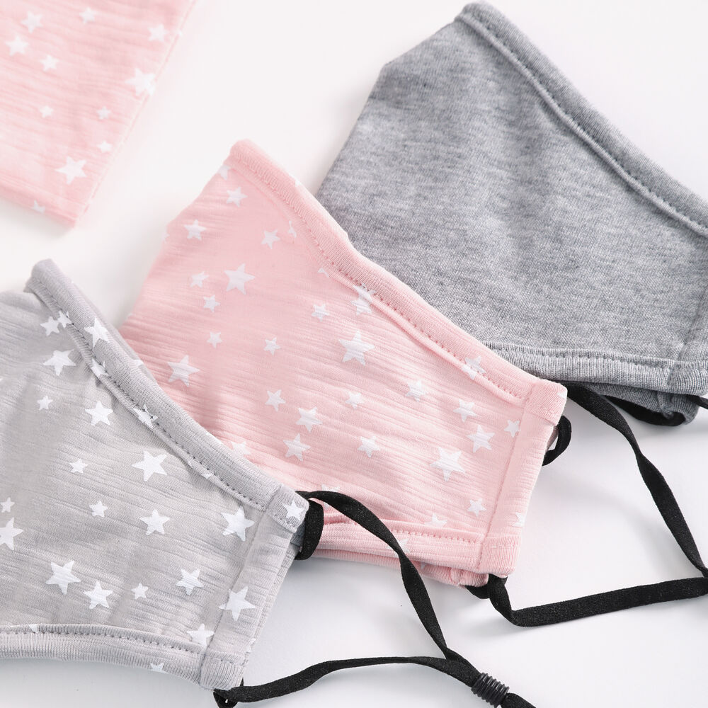 STAR PRINT AND SOLID REUSABLE FACE MASK, 3 PACK,Multi,large