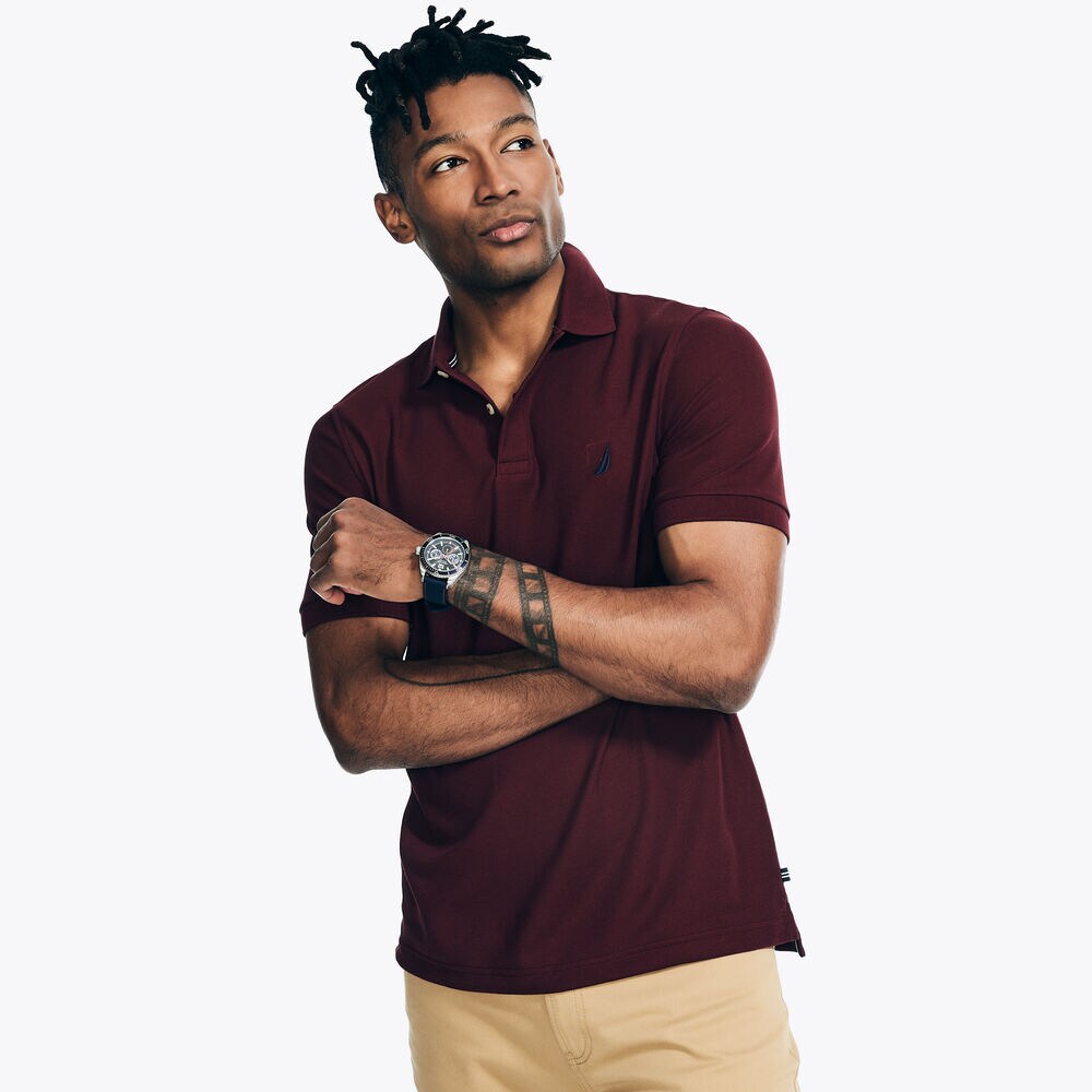 Sustainably Crafted Classic Fit Deck Polo,Royal Burgundy,large