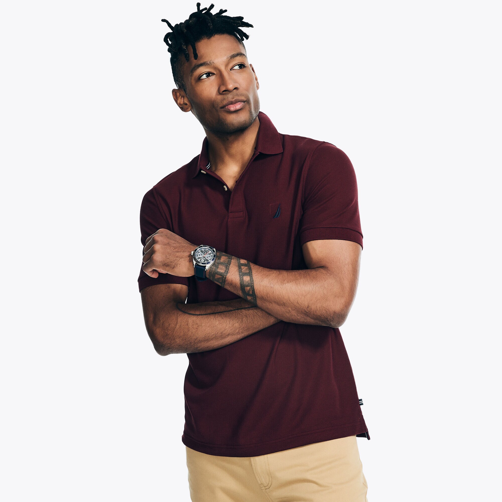Sustainably Crafted Classic Fit Deck Polo,Royal Burgundy,large