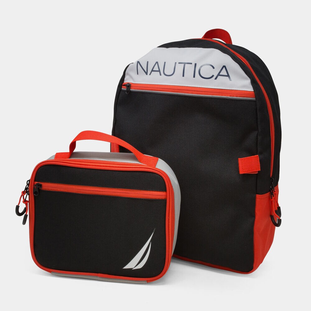 BRAND ICON LOGO GRAPHIC BACKPACK WITH LUNCH BAG,Black,large