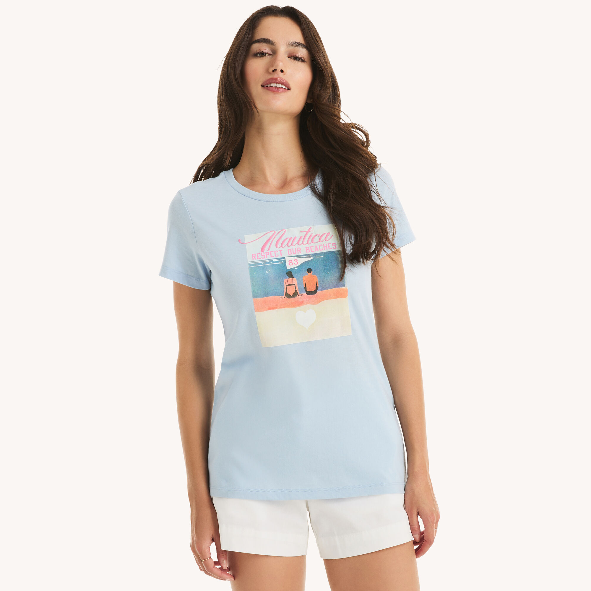 Respect Our Beaches Graphic T-Shirt,Crystal Bay Blue,large