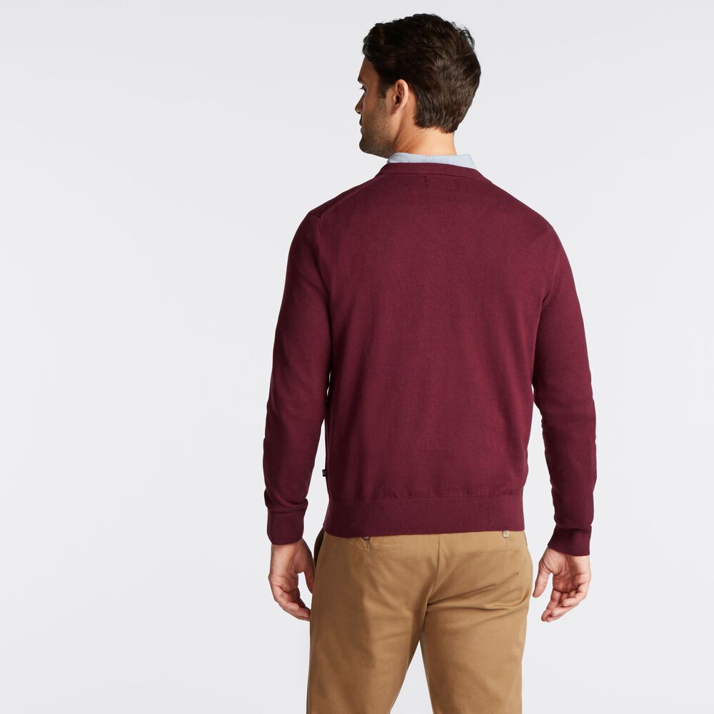 BIG & TALL V-NECK NAVTECH SWEATER,Royal Burgundy,large