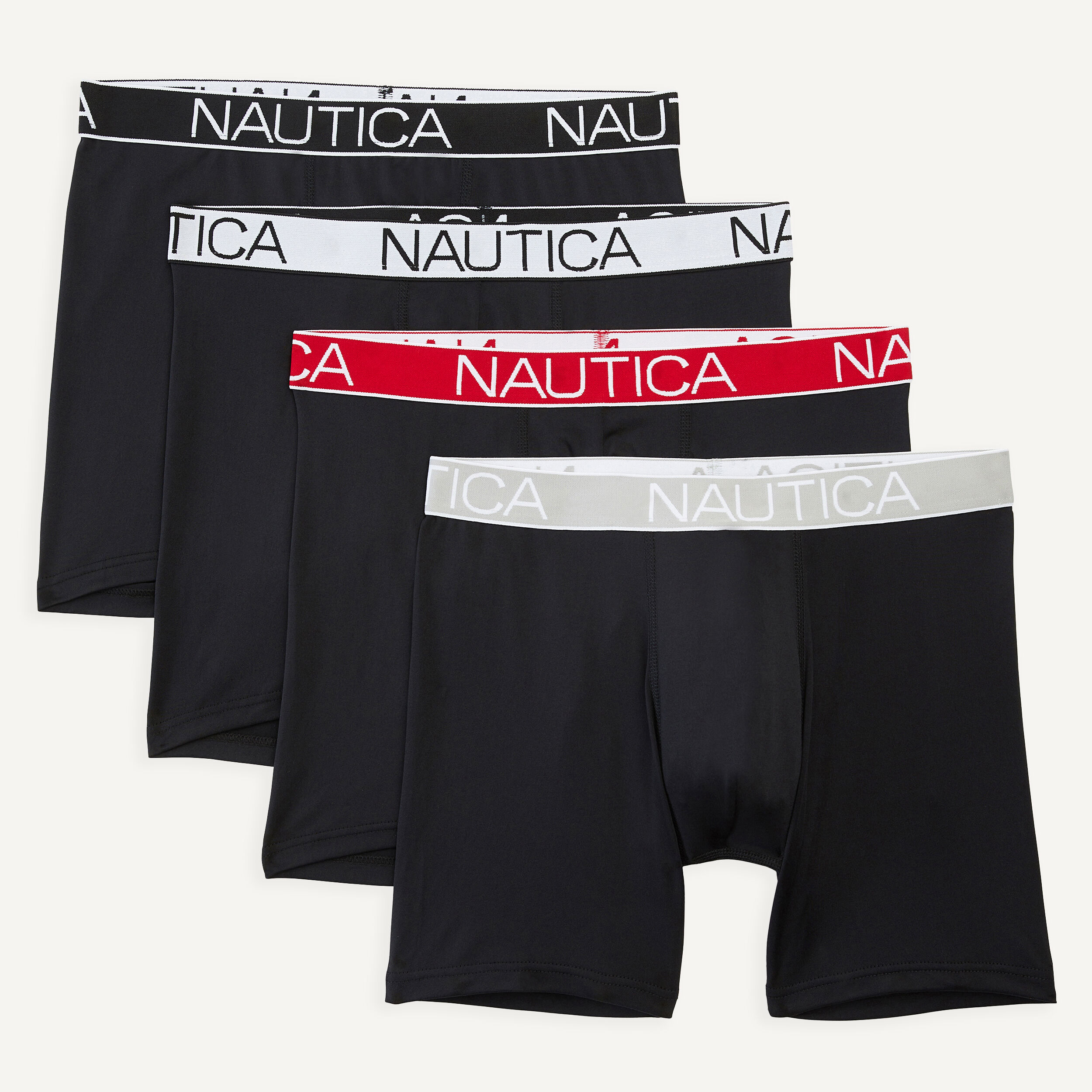 Nautica Men's Cotton Stretch 4 Pack Boxer Briefs, Aero/Black