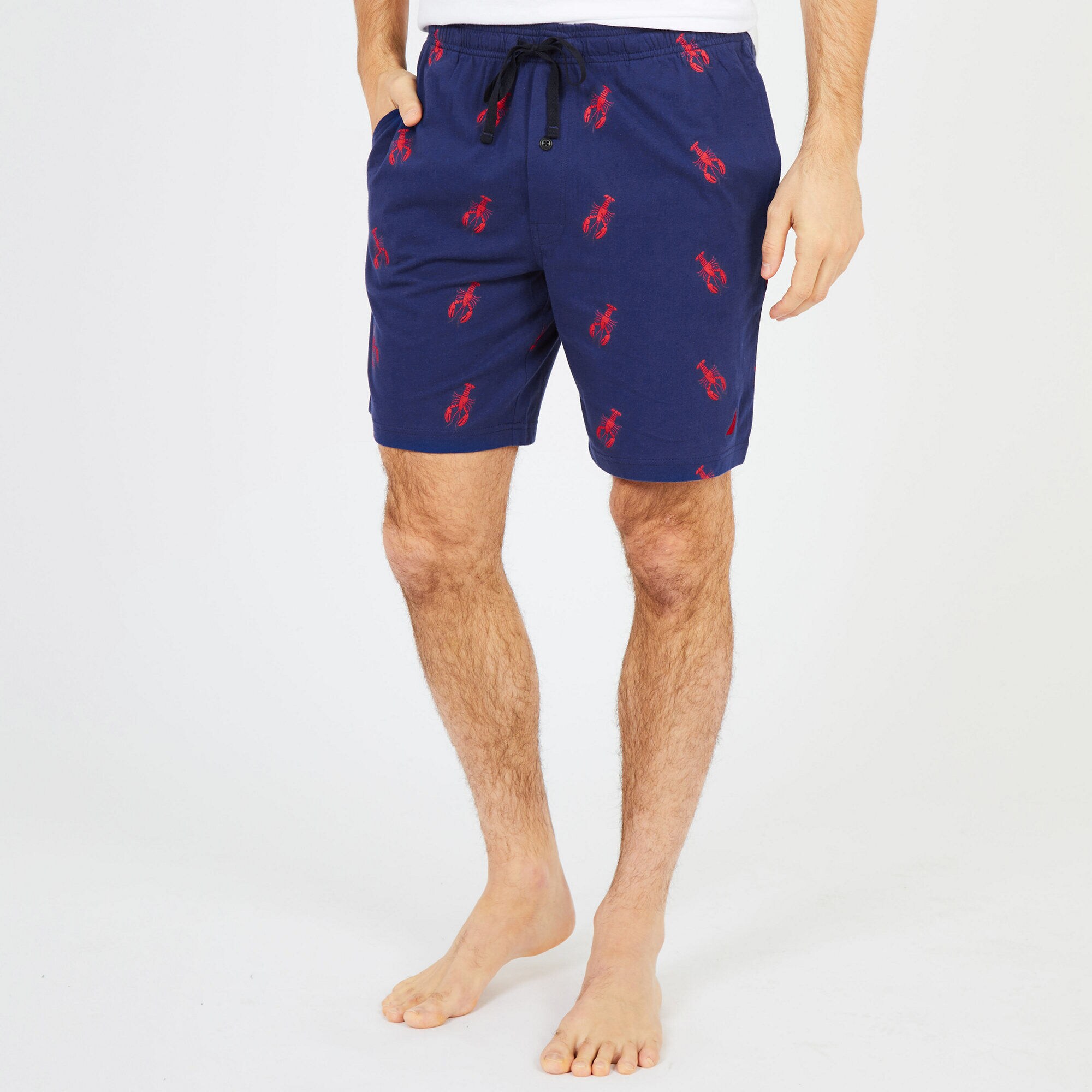Lobster Motif Pajama Shorts,Blue Depths,large