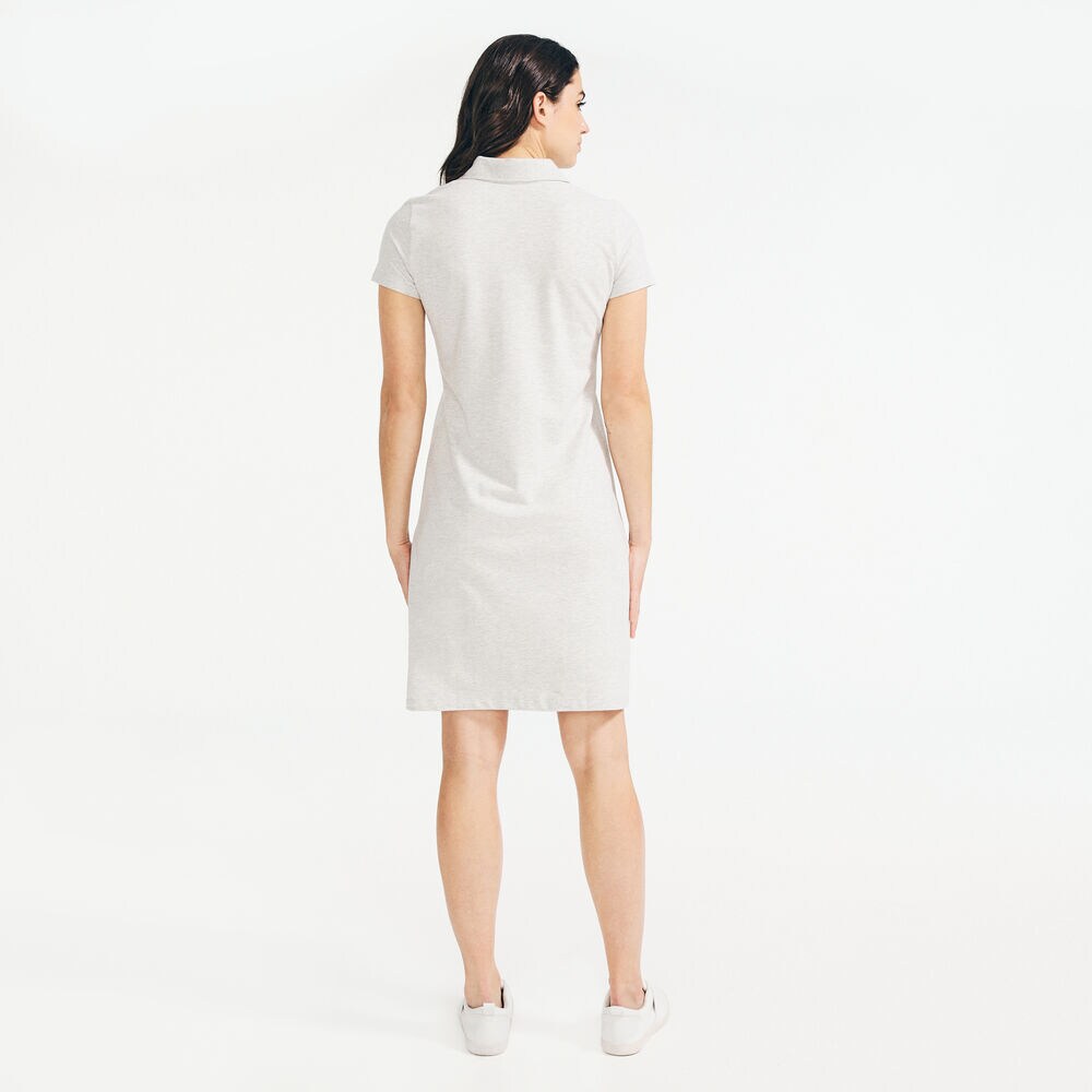 KNIT POLO DRESS,Haze Grey Heather,large