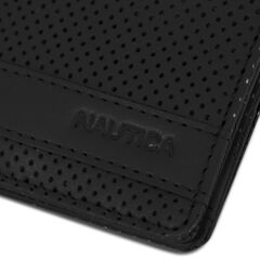 Perforated Leather Bifold Wallet,Black,large