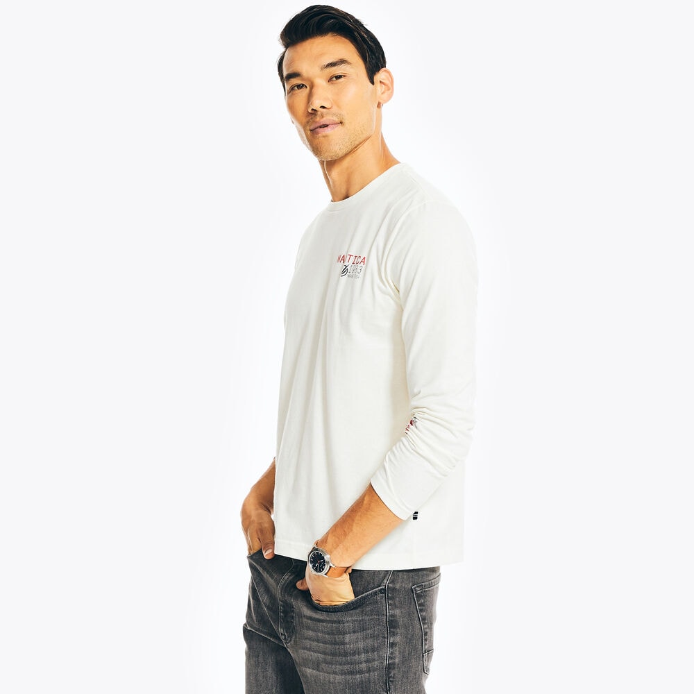 GRAPHIC LONG-SLEEVE T-SHIRT,Sail Cream,large