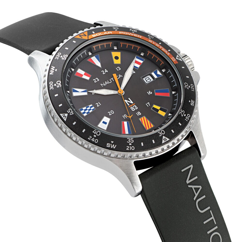 COCOA BEACH SOLAR-POWERED SILICONE 3-HAND WATCH,Multi,large