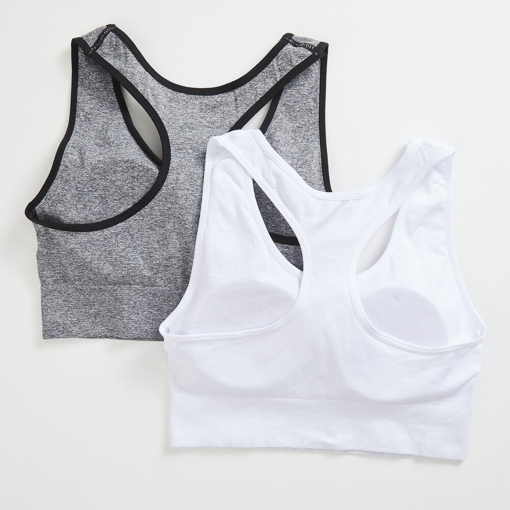 LOGO GRAPHIC SPORTS BRA, 2-PACK,Antique White Wash,large