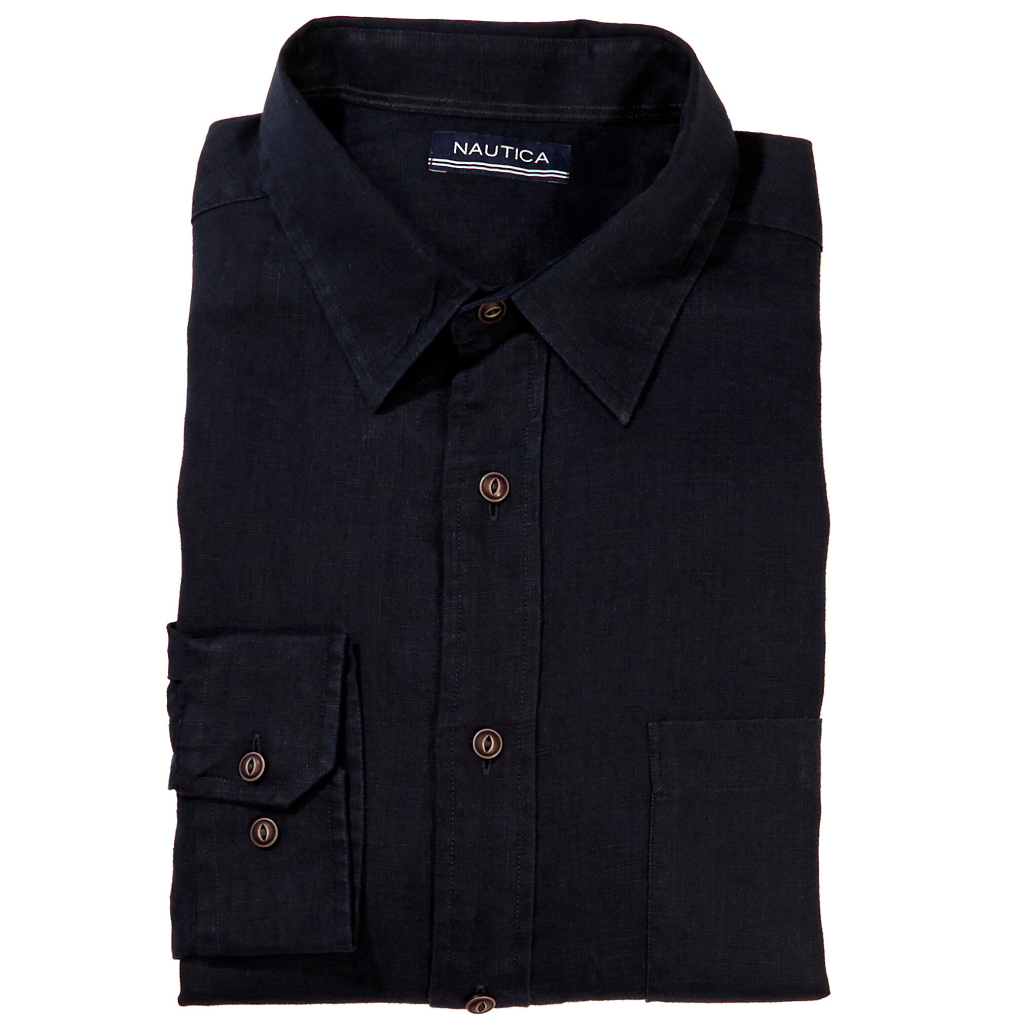  Slim Fit Linen Shirt 	,Navy,large